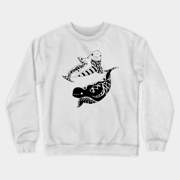 kawaii twins whales in beluga pattern ecopop Crewneck Sweatshirt by jorge_lebeau